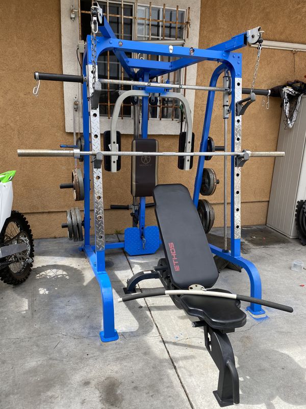 Olympic squat rack with ethos bench for Sale in Los Angeles, CA OfferUp