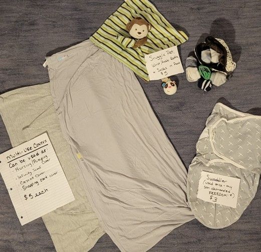 Nursing/carseat/shopping Cart Cover, Swaddler, Snuggle Pet/baby Sock Set
