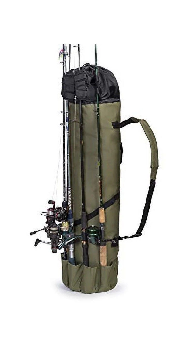 Besti Fishing Rods Organizer, Portable, Heavy-Duty, Water-Resistant Bag. For 5 Fishing Rods And Reels.