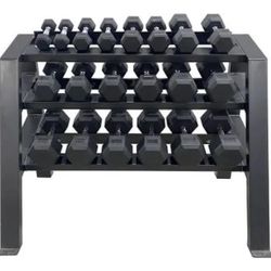 Fettle Fitness Rubber Hex Dumbbells 5-50lbs Set