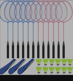 12 Pc Badminton Racket Set, 12 Pack, Light Pink, Light