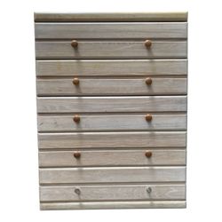 Vintage Whitewashed Wood 5-Drawer Tall Dresser Chest