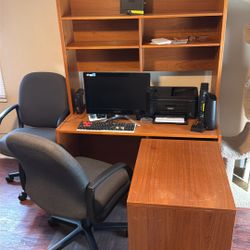 Office Desk And Two Swivel Chairs