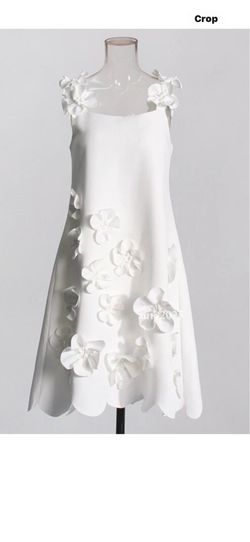 White 3 D flower dress