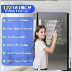 Chore Chart for Kids, 12"x16" Reward Responsibility Chart,  2 Weekly Dry Erase Fridge Board 