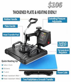 😀 AKEYDIY Professional 5 in 1 Heat Press Machine for t Shirts Digital Heat Press Combo 12" x 15" 360-degree Swing Aweay Shirt Press Machine Sublimati