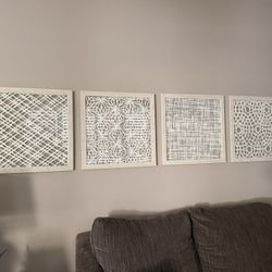 Set Of 4 Glass Framed Pictures 