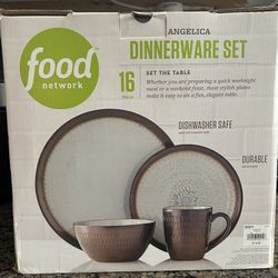 Food Network 16 Piece Dinnerware Set in Blue and Copper