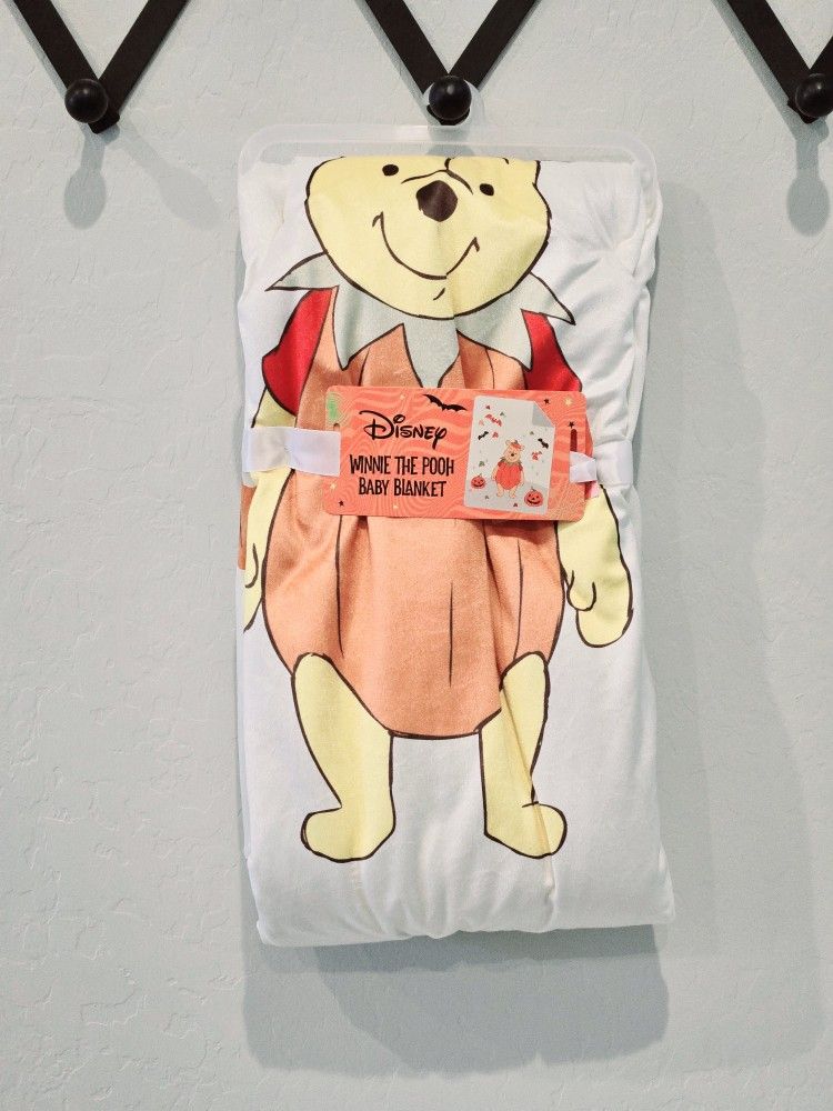 Disney Winnie the Pooh Pumpkin costume Halloween Beige Baby Blanket 30x40