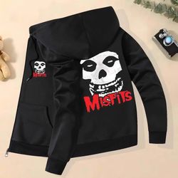 Men’s Misfits Black Zipper Jacket with Hoodie Size XXL + Misfits Black Hat