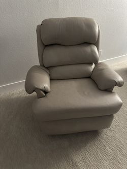 Khaki/Beige Leather Swivel Recliner