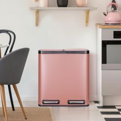  8 Gallon Dual Trash Can, 30L Stainless Steel Kitchen Garbage Can, Step-on Classified Recycle Garbage Bin with Removable Inner Buckets, for Kitchen, L