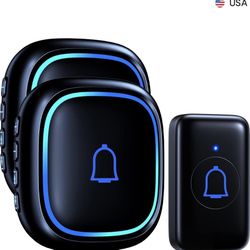 Doorbell with 2 Receivers IP66 Waterproof 1000ft Range Door Bell for Classroom Teachers with 66 Ringtones NEW Model