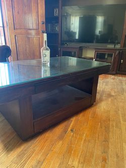 Rolling coffee table.