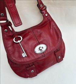 Fossil Maddox Red Leather Crossbody Bag