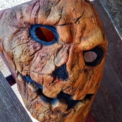 Halloween Orange Scary Jack-O-Lantern Pumpkin Mask - Latex Halloween Masks