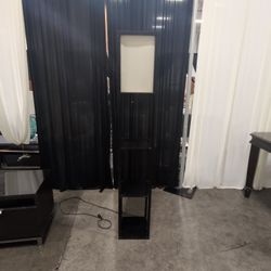Black Metal Floor Lamp with Integrated Shelves