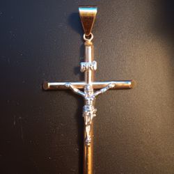 14k 2 Tone Crucifix Jesus Pendant 