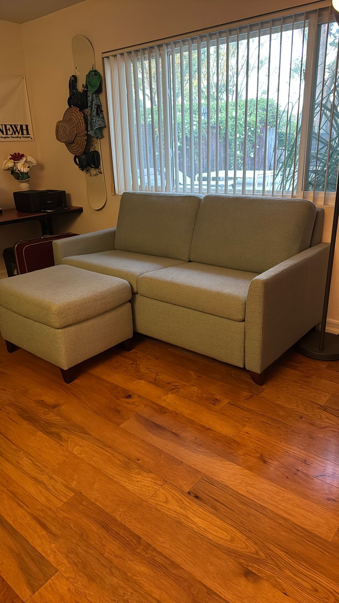 American Leather Queen Sleeper Sofa & Ottoman
