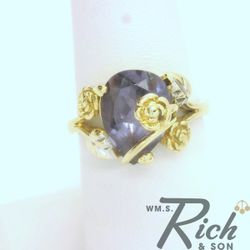 Purple Stone Lady's Stone Ring 14K Yellow Gold 4.4g Size:7.5