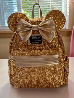Loungefly Disney Minnie Mouse Gold Sequin Mini Backpack