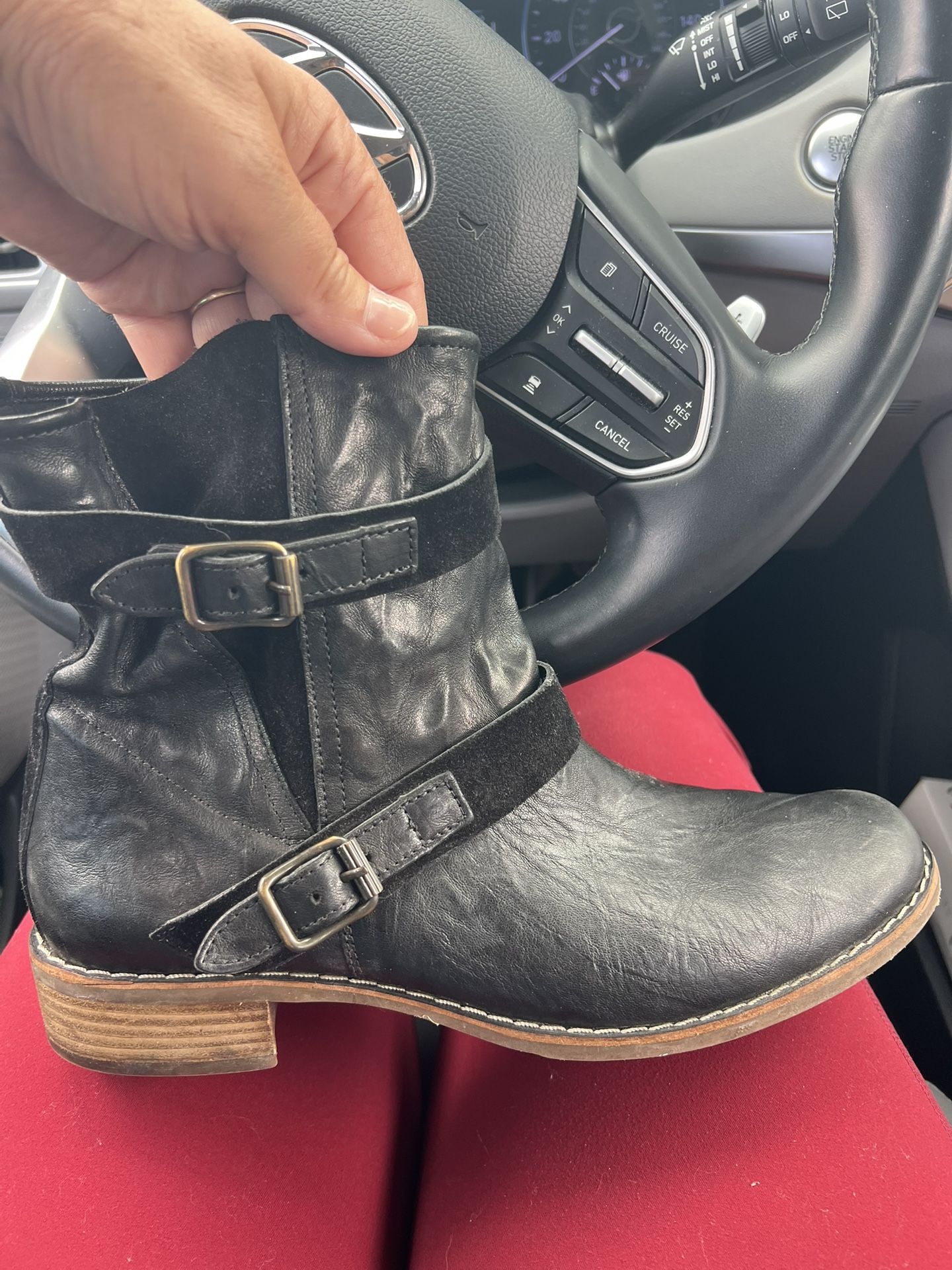 PAUL GREEN Black Leather/Suede Boots Size 9 1/2