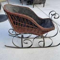 Vintage Rattan & Iron Sleigh