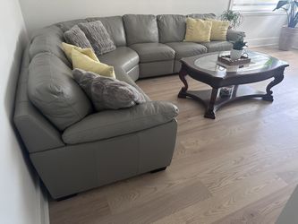 Real Leather Living room Sofá Set