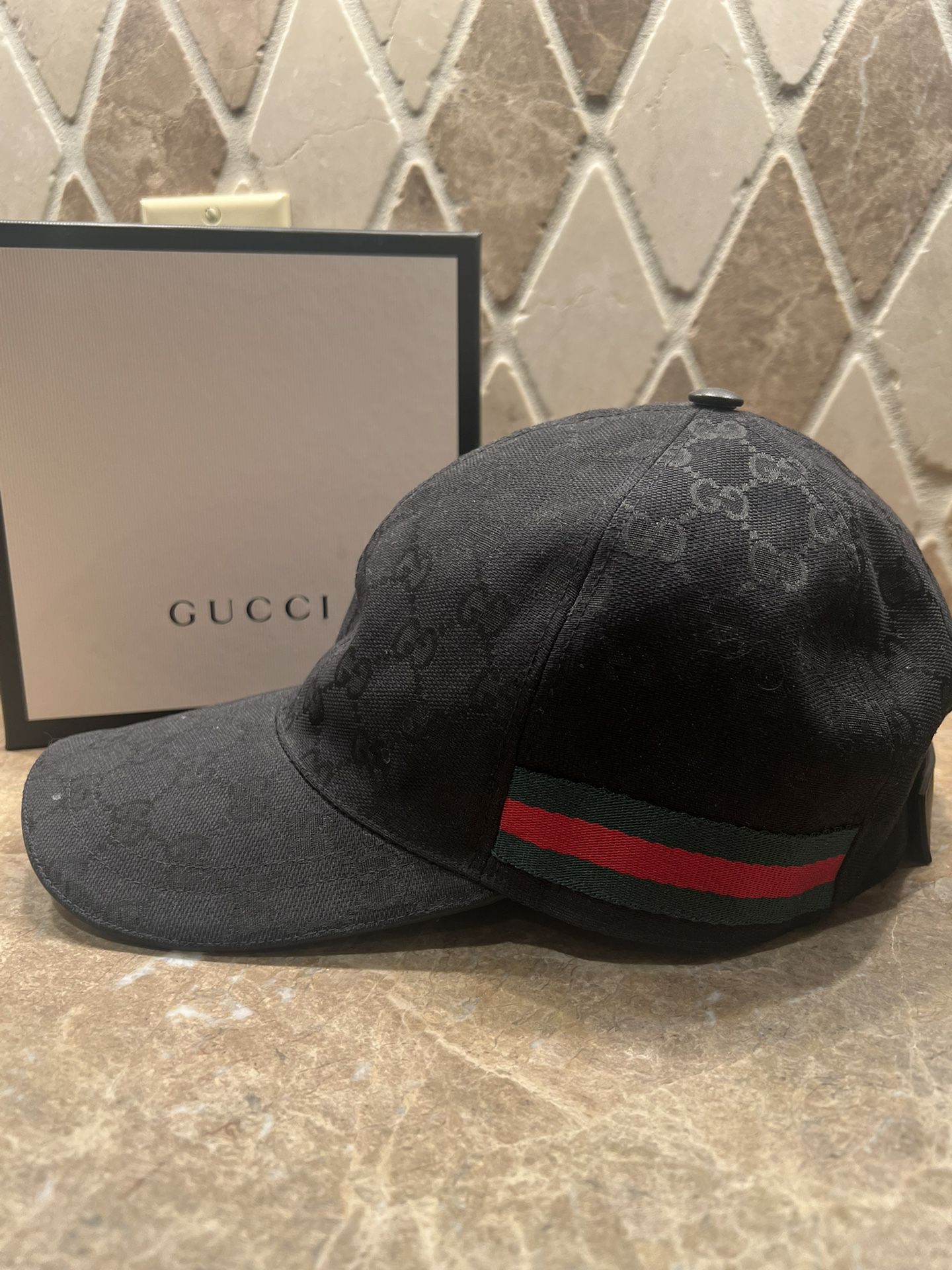 Gucci Black Canvas Monogram Hat 
