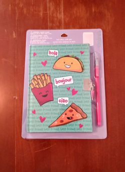 BRAND NEW GIRL'S GRAPHIC HARDCOVER DIARY W/LOCK & PEN & LINED PAPER 