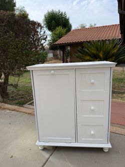White Tilt-Out Storage Cabinet (Read Description)
