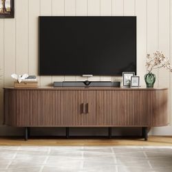 Tambour Door TV Stand Holds Up To A 90” TV