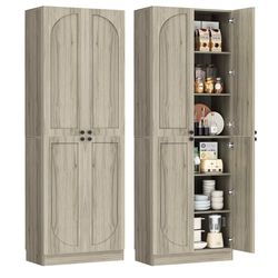 80" Extra Tall Kitchen Pantry Cabinet with Recessed Panel Frame
