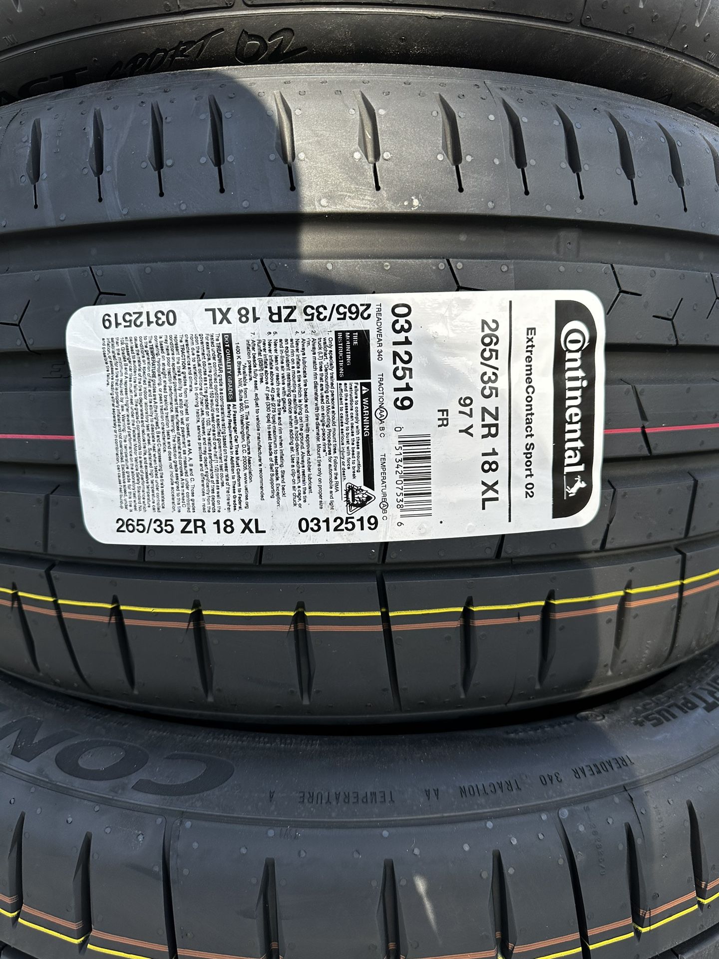 265/35R18 Continental Extreme Contact Sport 2 for Sale in Irvine