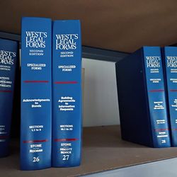 Law library of books, Wests forms and more