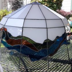 Vintage 1970s Stained Glass Hanging Lamp Shade Very Cool And One Of A Kind