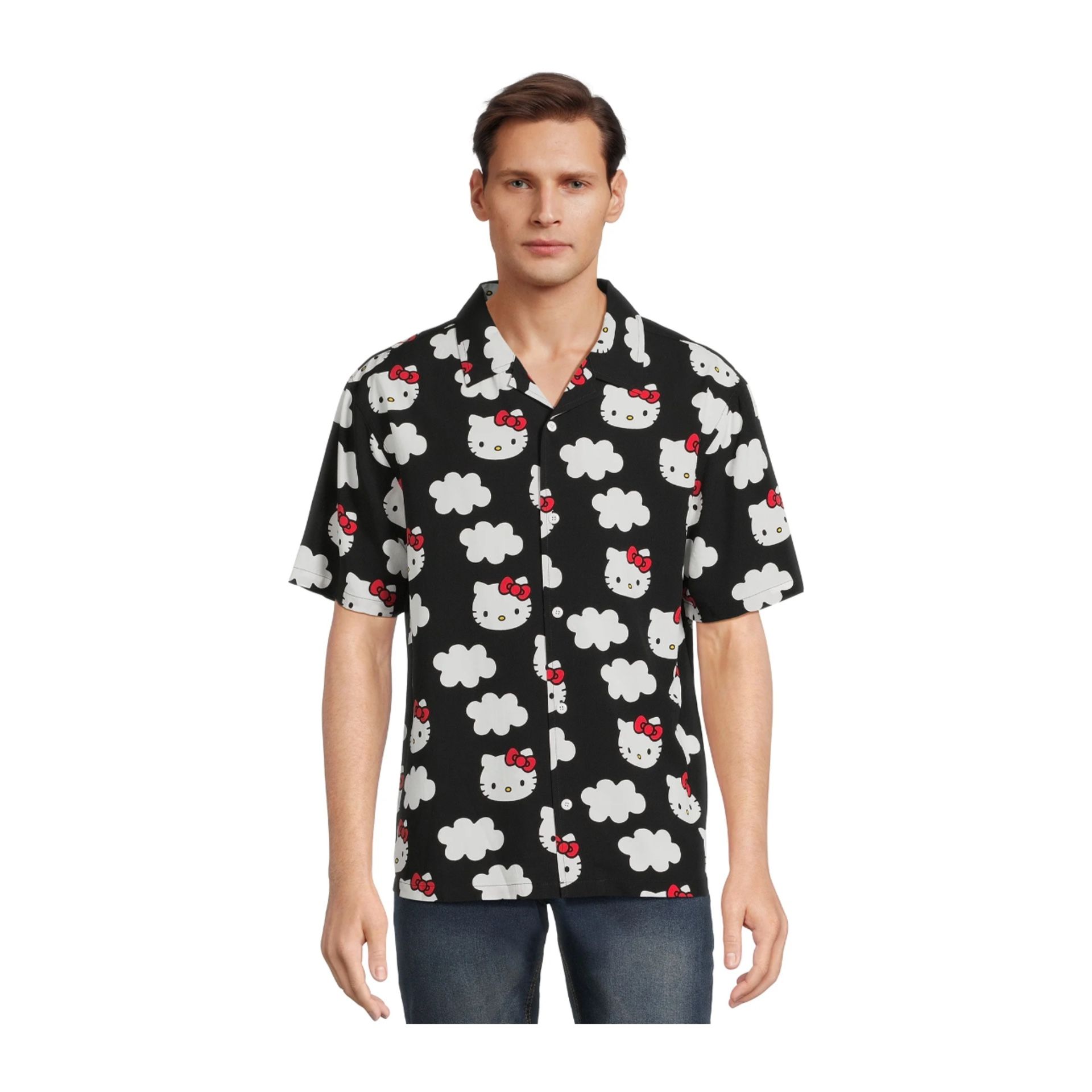 Hello Kitty Men's and Big Men's Resort Shirt with Short Sleeves, Size 2XL (50-52