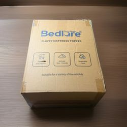 Bedlore Queen Mattress Topper, Fluffy Pillow Top - Dark Gray/White