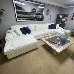 ⚡ Unbeatable Low Price❤️Lindyn Ivory 4pc U Shape Double Chaise Sectional