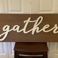 Rustic “Gather” Wooden Wall Sign 