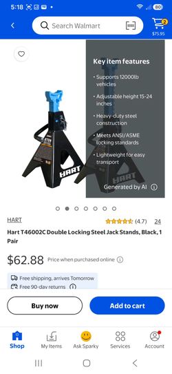 HART 6-Ton Double Locking Steel Jack Stands