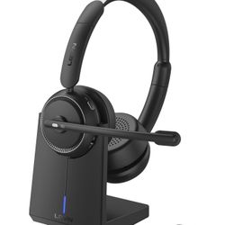 LEVN Wireless Headset with Mic for Work, Bluetooth Headset with Microphone (AI Noise Cancelling), 65 Hours Woktime Wireless Headset for Work from Home