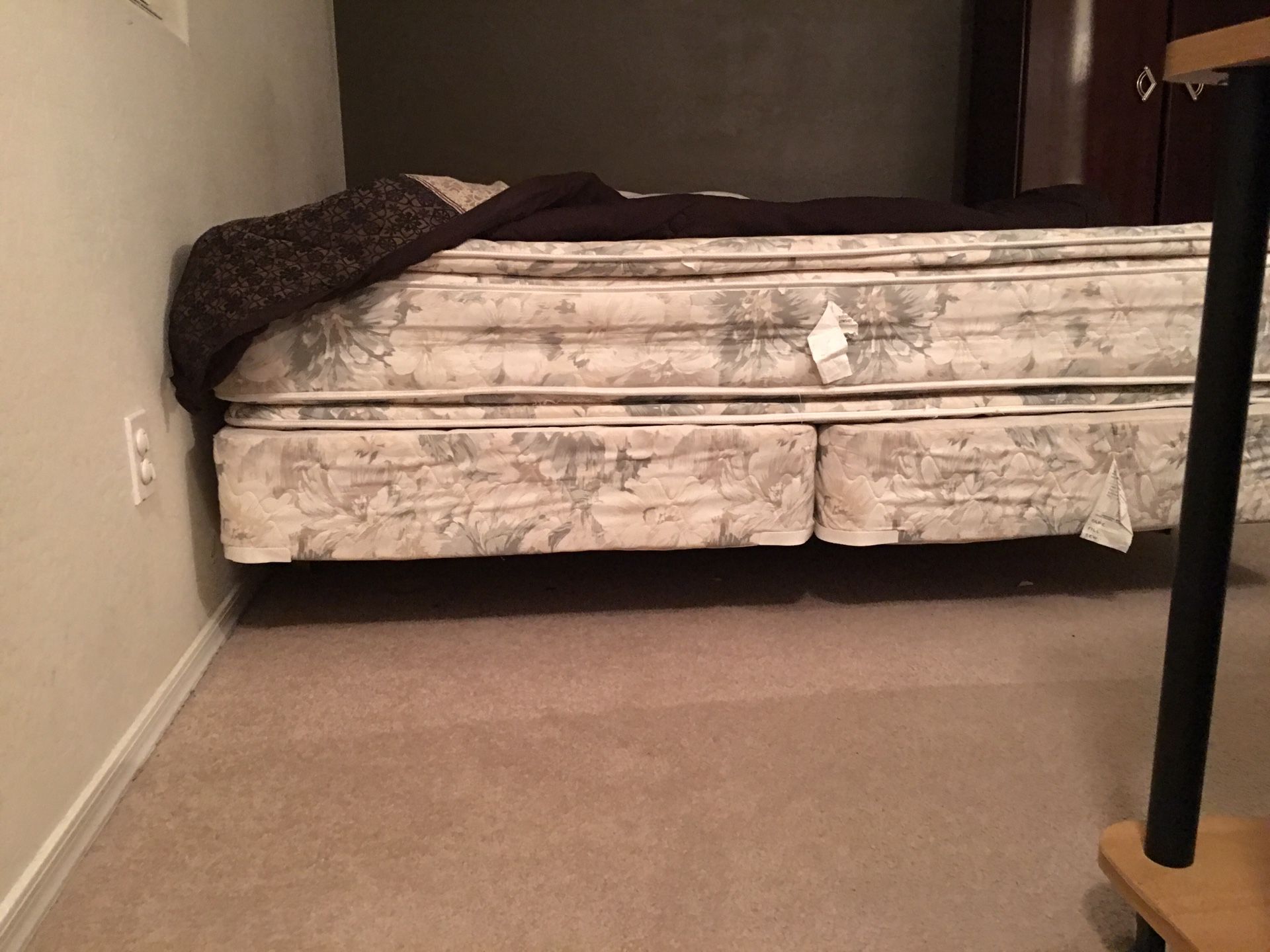 $90- California King Bed (with mattress, rails & box spring)