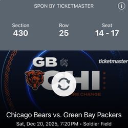 2x Green Bay Packers Vs Chicago Bears Soldier Field