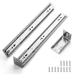 22 Inches Drawer Slides - 10 Pairs Soft Close Drawer Slides Heavy Duty Side Mount Ball Bearing Brushed Nickel Drawer Rails with Mounting Brackets, Sil