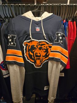 CHICAGO BEARS 47 BRAND ATLAS NAVY DOUBLE HEADER BLITZ HOODED SWEATSHIRT
