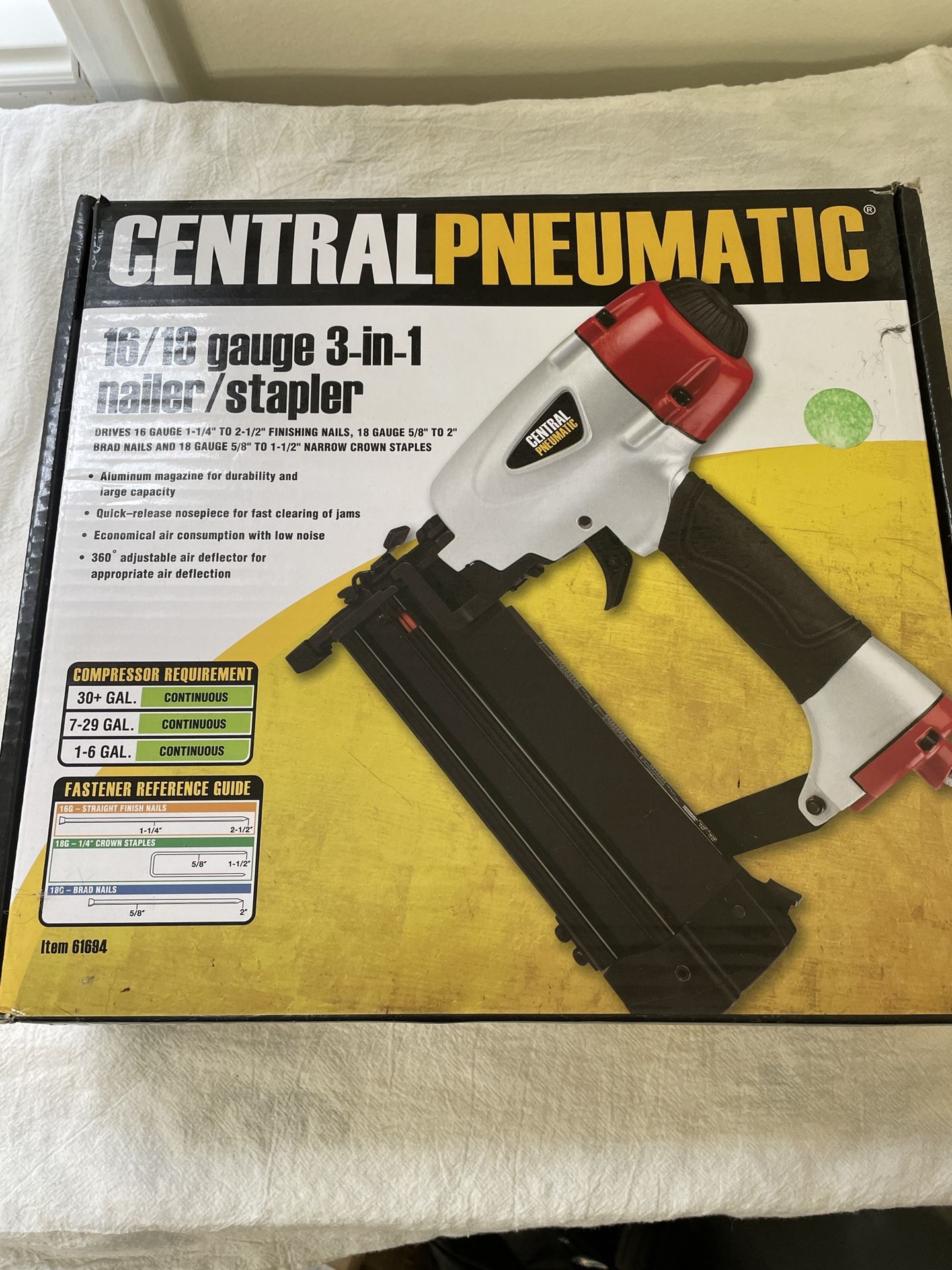 Central Pneumatic 3 In 1 Finish Nailer