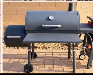 Offset Smoker Charcoal Grill with Side Firebox