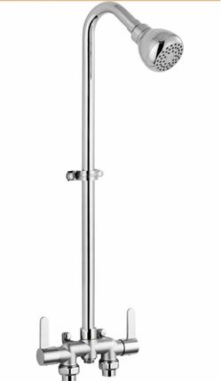 Aolemi Outdoor Shower Kit, 3-Inch Center, 2-Handle, Polish Chrome Mixer Valve, SUS304 Shower Pipe, Dual-Handle Hot And Cold Control, Reversible Inlets