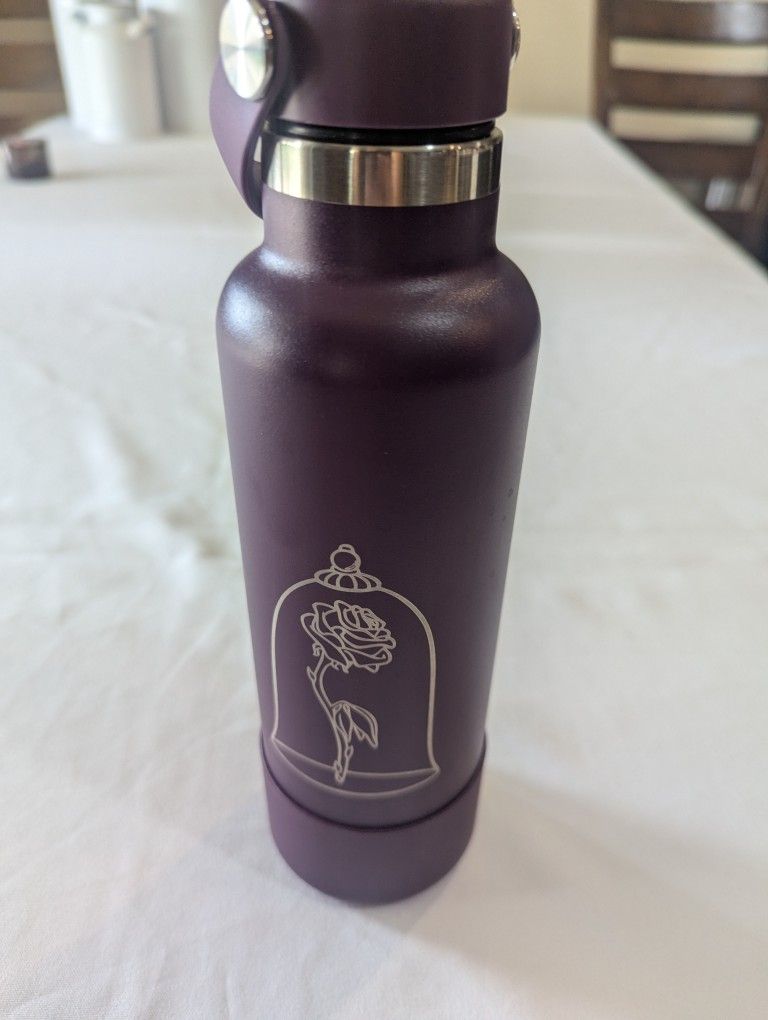Hydro Flask 21 Oz New Eggplant With Boot And Custom Flower Engraving